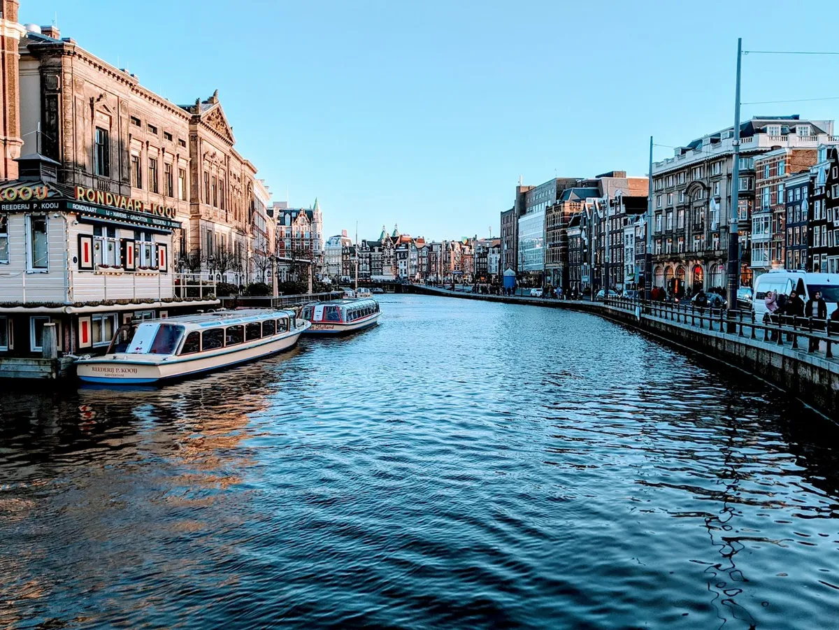 Historic Amsterdam canal-side buildings