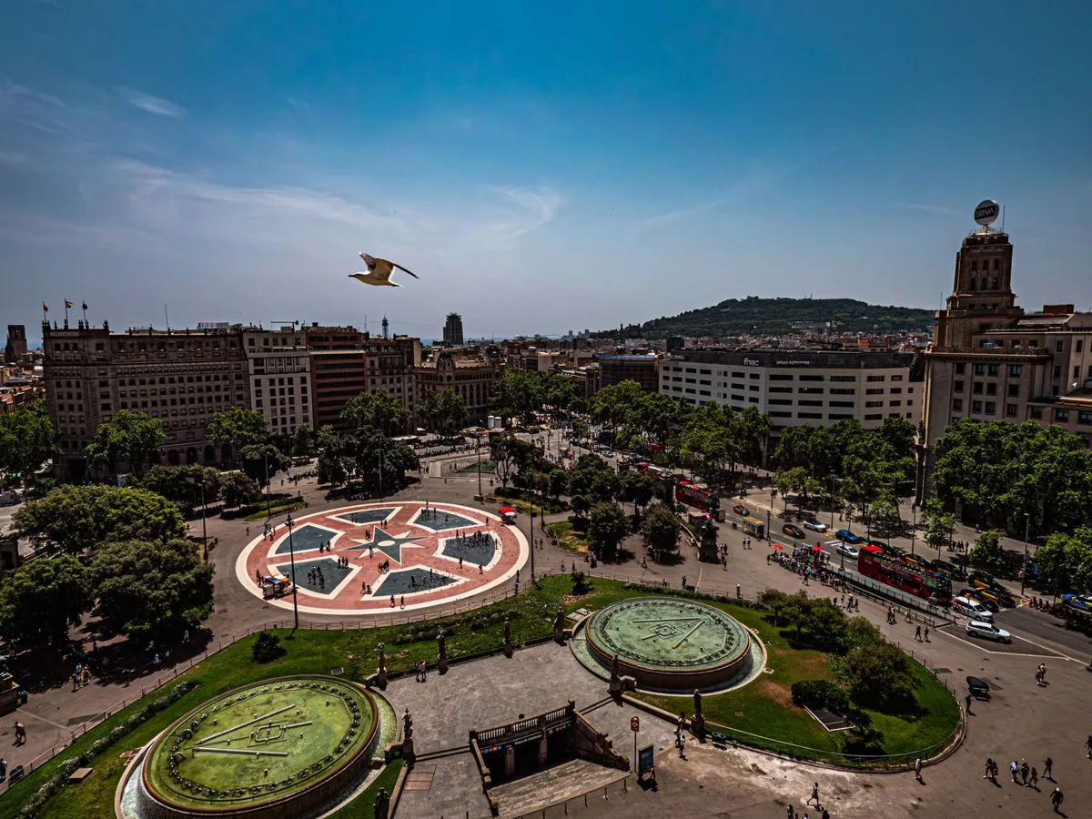 Placa de Catalunya and surrounding streets in Barcelona