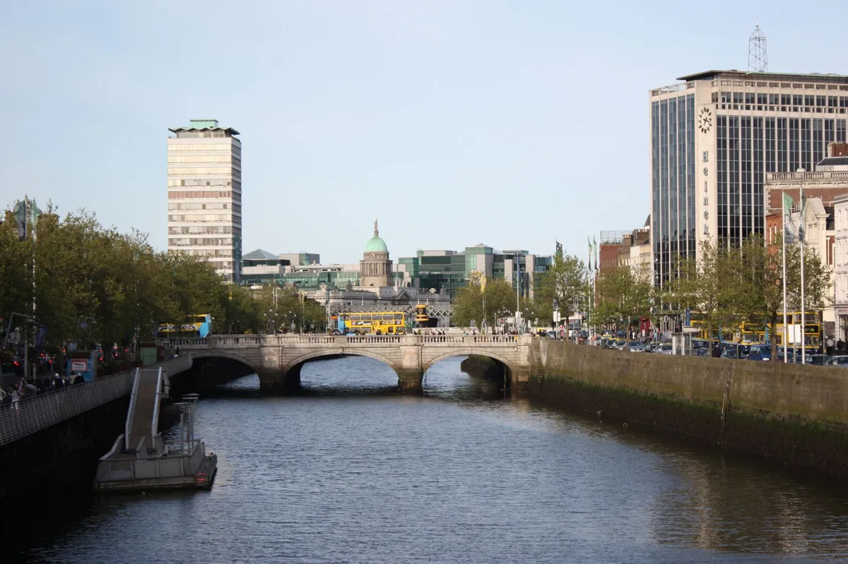 OConnell Bridge and riverside streets in Dublin