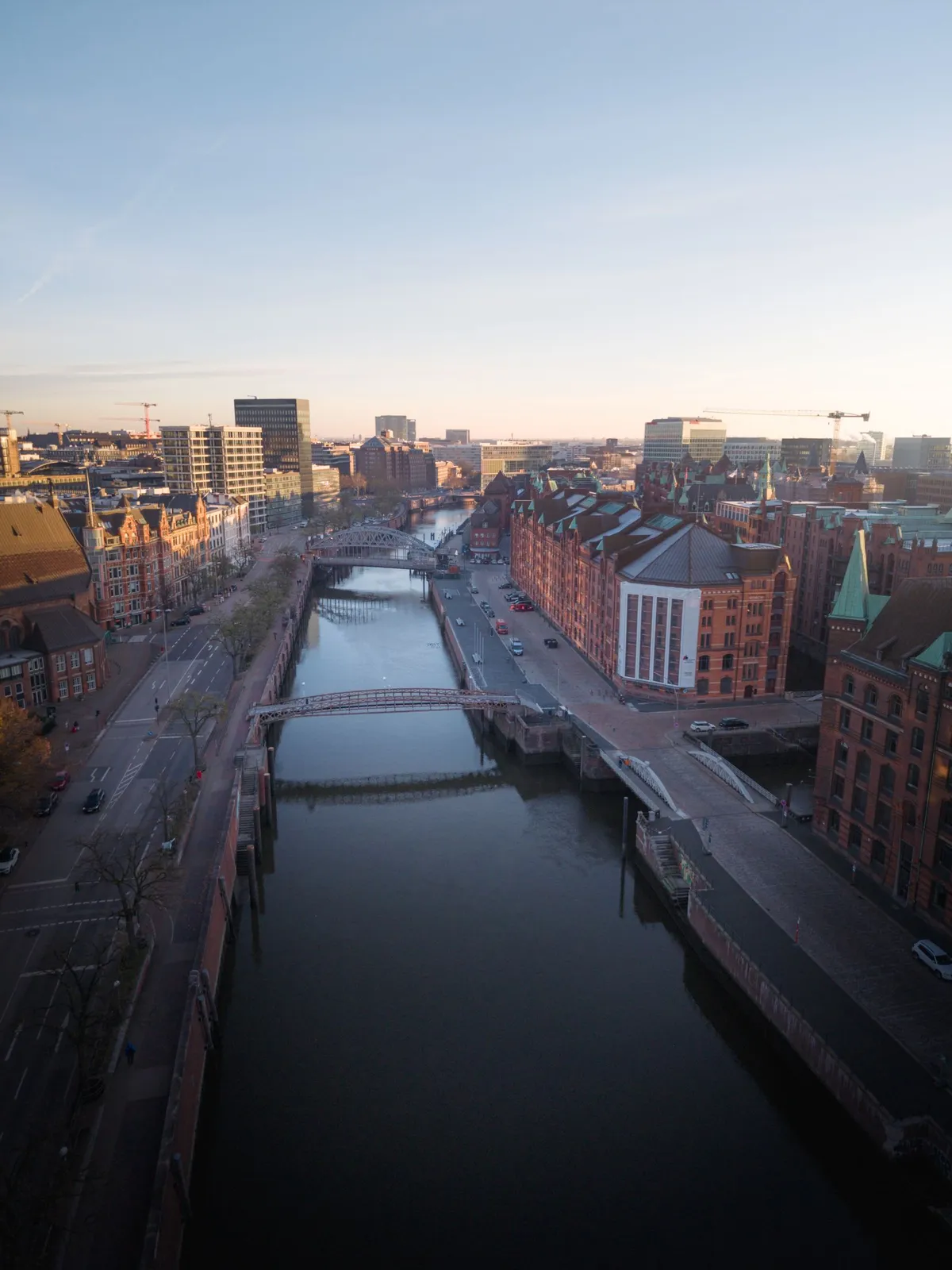 Brick warehouses and canals in Hamburg Speicherstadt