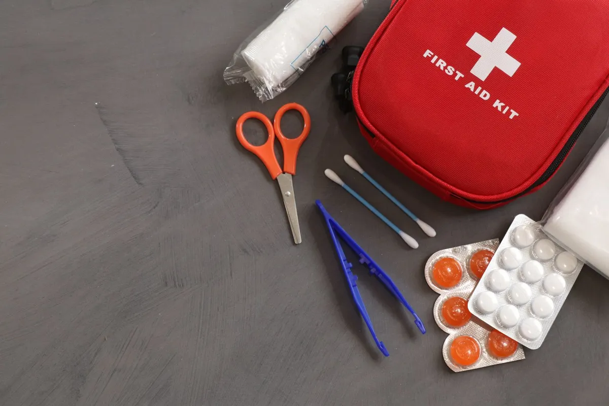 First-aid pouch and basic supplies