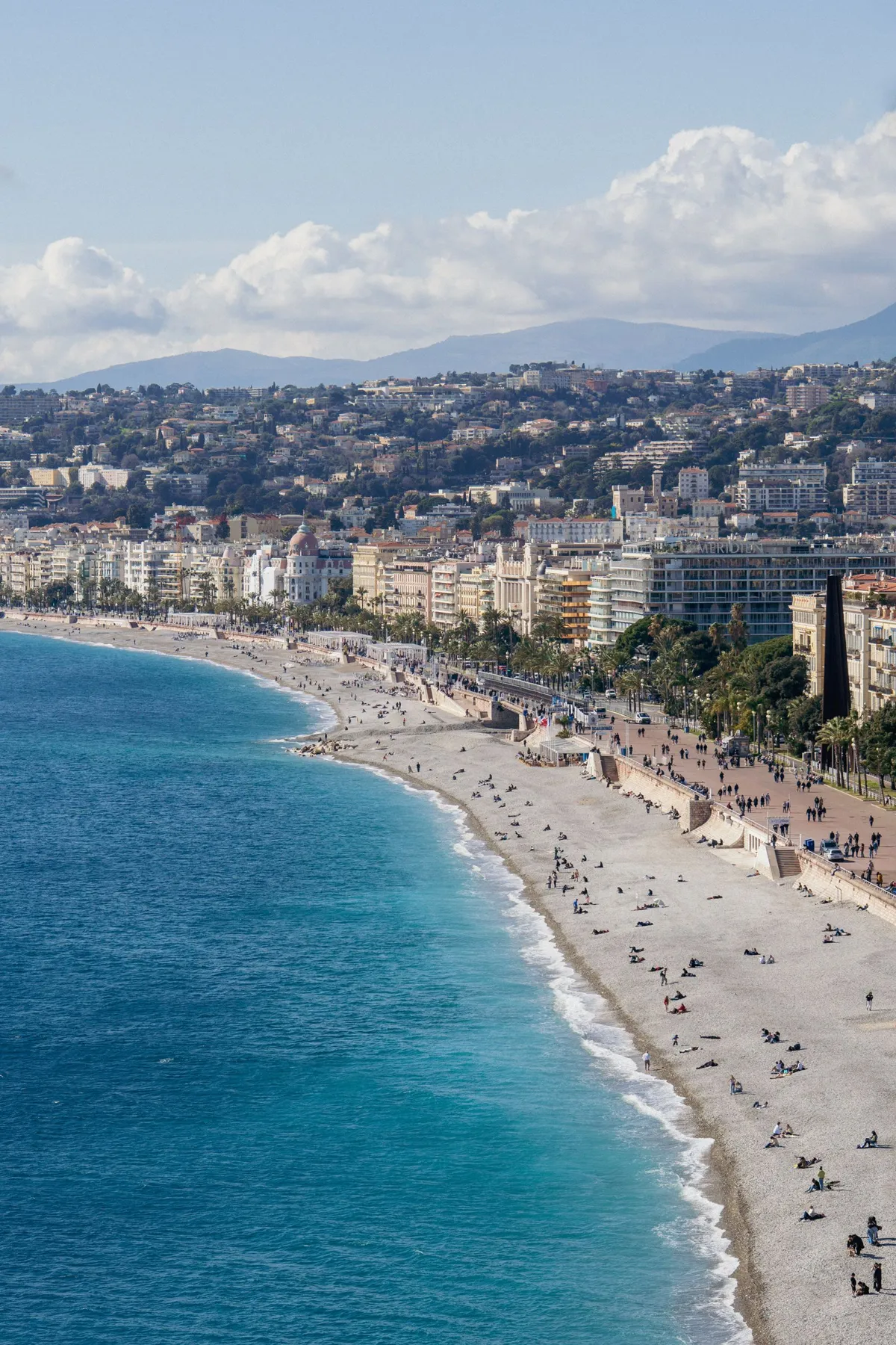 The Promenade des Anglais and coast in Nice