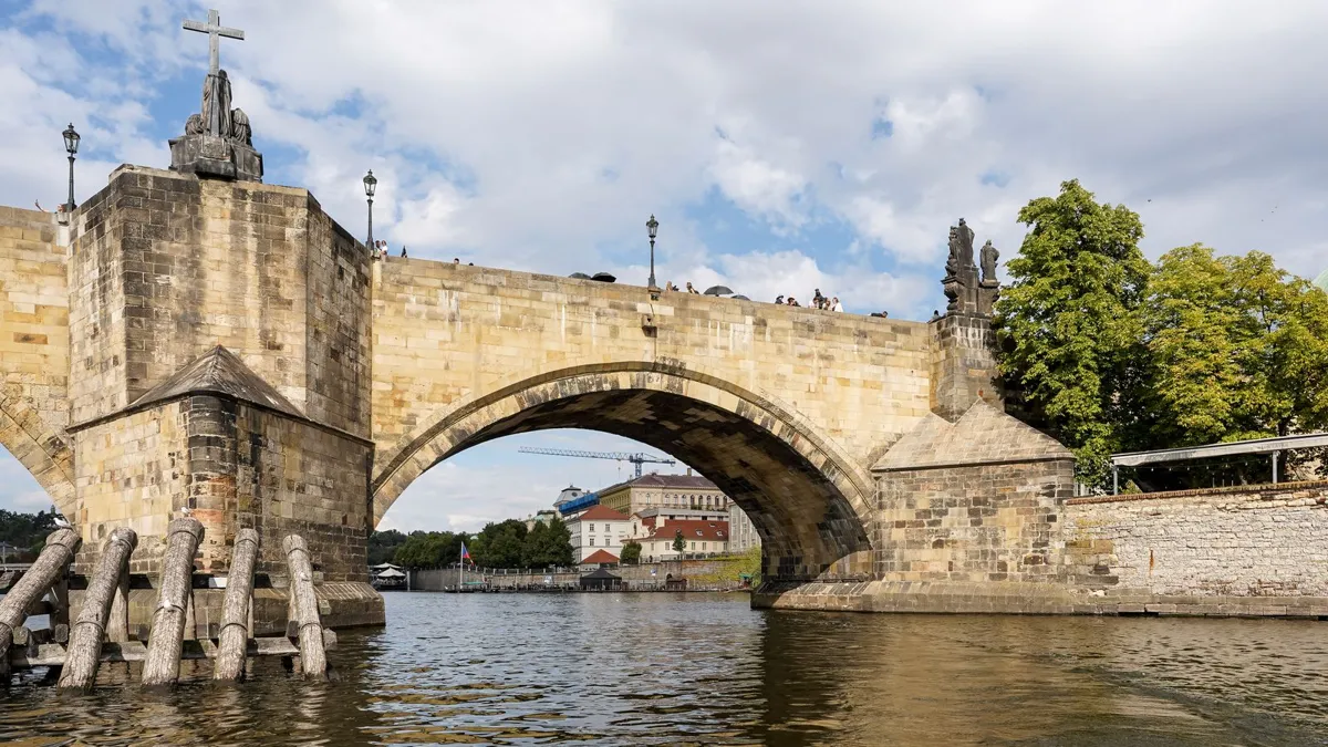 Charles Bridge crossing the Vltava River in Prague