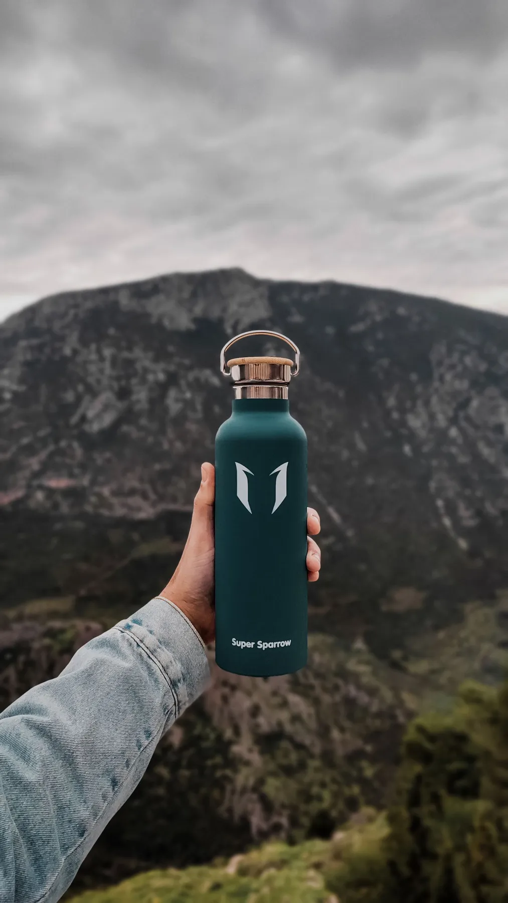 A reusable bottle carried outdoors