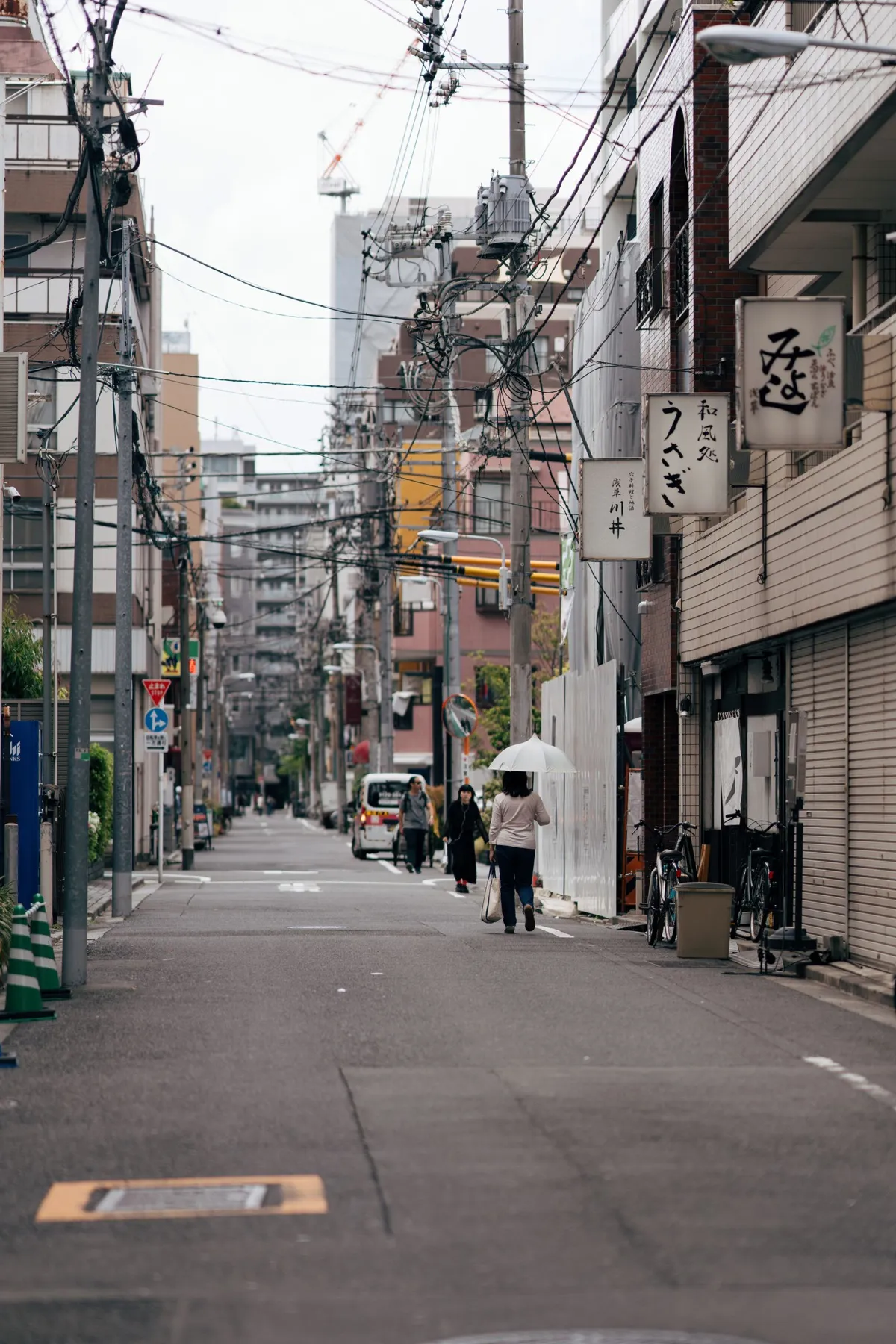 Neighborhood street and buildings in Tokyo