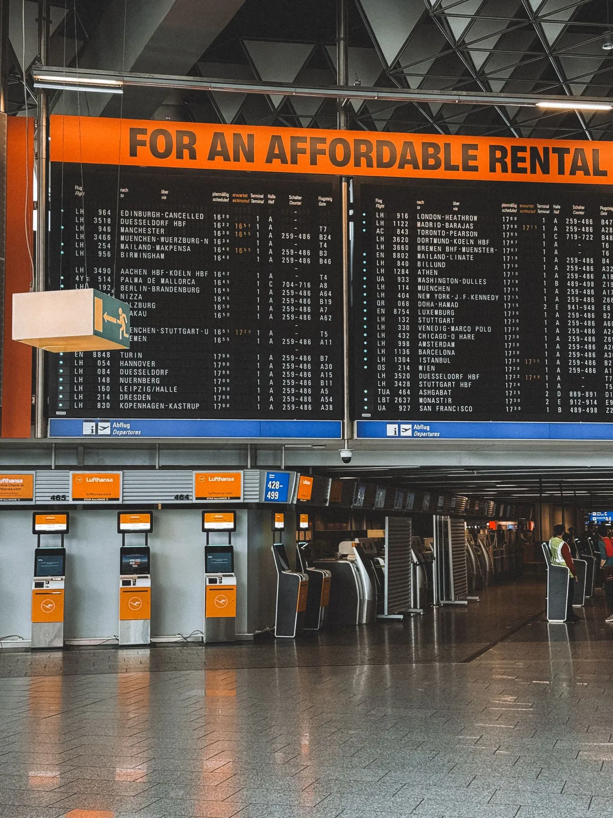 Airport flight information screens